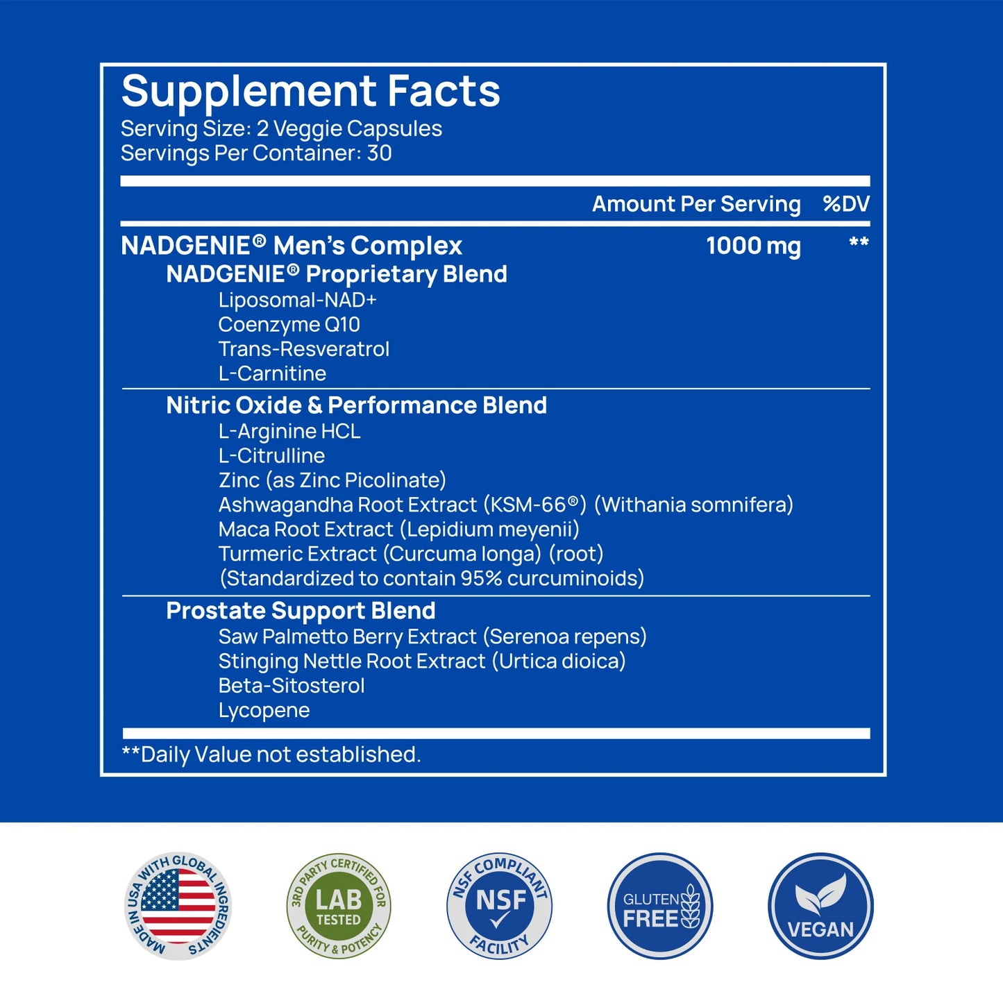 NAD+ Supplement for Men (60 Capsules)